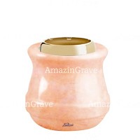 Base per lampada votiva Calyx 10cm In marmo Rosa Bellissimo, con ghiera in acciaio dorata