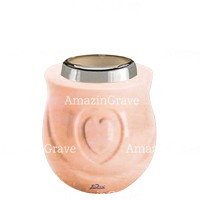 Base for grave lamp Cuore 10cm - 4in In Rosa Bellissimo marble, with steel ferrule
