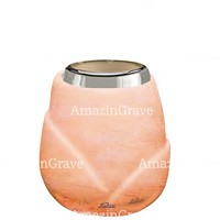 Base for grave lamp Liberti 10cm - 4in In Rosa Bellissimo marble, with steel ferrule