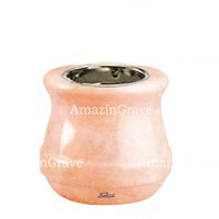 Base for grave lamp Calyx 10cm - 4in In Rosa Bellissimo marble, with recessed nickel plated ferrule