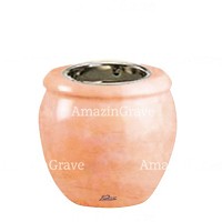 Base for grave lamp Amphòra 10cm - 4in In Rosa Bellissimo marble, with recessed nickel plated ferrule
