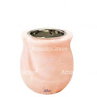 Base for grave lamp Gondola 10cm - 4in In Rosa Bellissimo marble, with recessed nickel plated ferrule