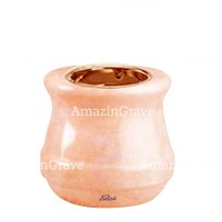 Base for grave lamp Calyx 10cm - 4in In Rosa Bellissimo marble, with recessed copper ferrule