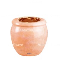 Base de lámpara votiva Amphòra 10cm En marmol Rosa Bellissimo, con casquillo cobre empotrado