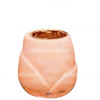 Base for grave lamp Liberti 10cm - 4in In Rosa Bellissimo marble, with recessed copper ferrule