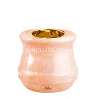 Base for grave lamp Calyx 10cm - 4in In Rosa Bellissimo marble, with recessed golden ferrule