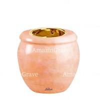 Base for grave lamp Amphòra 10cm - 4in In Rosa Bellissimo marble, with recessed golden ferrule