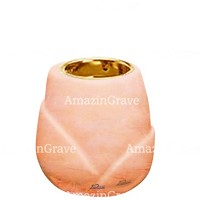 Base for grave lamp Liberti 10cm - 4in In Rosa Bellissimo marble, with recessed golden ferrule
