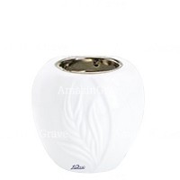Base de lámpara votiva Spiga 10cm En marmol Blanco puro, con casquillo niquelado empotrado