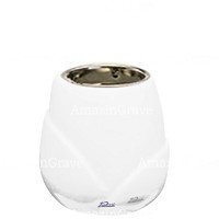 Base for grave lamp Liberti 10cm - 4in In Pure white marble, with recessed nickel plated ferrule