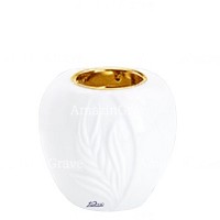 Base per lampada votiva Spiga 10cm In marmo Bianco puro, con ghiera a incasso dorata