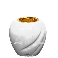 Basis von grablampe Soave 10cm Reinweiss Marmor, mit goldfarben Einbauring
