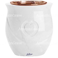 Flowers pot Cuore 19cm - 7,5in In Pure white marble, copper inner