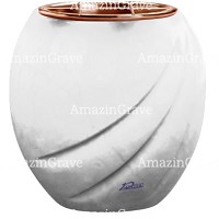 Flowers pot Soave 19cm - 7,5in In Pure white marble, copper inner