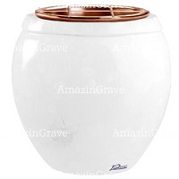 Flowers pot Amphòra 19cm - 7,5in In Pure white marble, copper inner