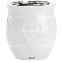 Flowers pot Cuore 19cm - 7,5in In Pure white marble, steel inner