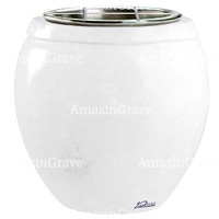 Flowers pot Amphòra 19cm - 7,5in In Pure white marble, steel inner