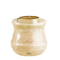 Base for grave lamp Calyx 10cm - 4in In Botticino marble, with golden steel ferrule
