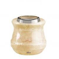 Base for grave lamp Calyx 10cm - 4in In Botticino marble, with steel ferrule