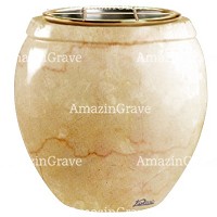 Flowers pot Amphòra 19cm - 7,5in In Botticino marble, golden steel inner
