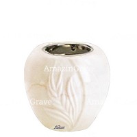 Base de lámpara votiva Spiga 10cm En marmol de Botticino, con casquillo niquelado empotrado