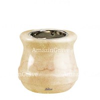 Base for grave lamp Calyx 10cm - 4in In Botticino marble, with recessed nickel plated ferrule