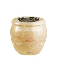 Base for grave lamp Amphòra 10cm - 4in In Botticino marble, with recessed nickel plated ferrule