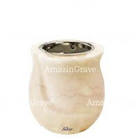 Base de lámpara votiva Gondola 10cm En marmol de Botticino, con casquillo niquelado empotrado