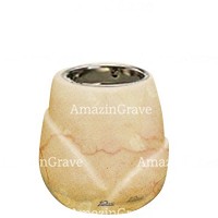 Base for grave lamp Liberti 10cm - 4in In Botticino marble, with recessed nickel plated ferrule