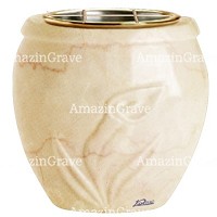 Flowers pot Calla 19cm - 7,5in In Botticino marble, golden steel inner