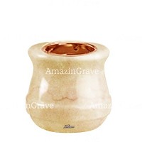 Base for grave lamp Calyx 10cm - 4in In Botticino marble, with recessed copper ferrule