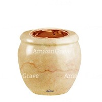 Base for grave lamp Amphòra 10cm - 4in In Botticino marble, with recessed copper ferrule