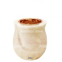 Base for grave lamp Gondola 10cm - 4in In Botticino marble, with recessed copper ferrule