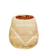 Base for grave lamp Liberti 10cm - 4in In Botticino marble, with recessed copper ferrule