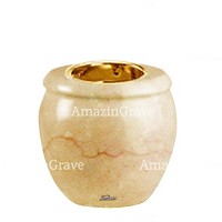 Base de lámpara votiva Amphòra 10cm En marmol de Botticino, con casquillo dorado empotrado