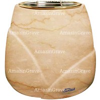 Flowers pot Liberti 19cm - 7,5in In Botticino marble, golden steel inner