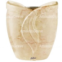 Flowers pot Gres 19cm - 7,5in In Botticino marble, golden steel inner