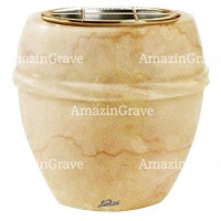 Flowers pot Chordè 19cm - 7,5in In Botticino marble, golden steel inner