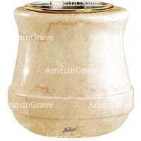 Flowers pot Calyx 19cm - 7,5in In Botticino marble, golden steel inner