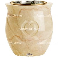 Flowers pot Cuore 19cm - 7,5in In Botticino marble, golden steel inner
