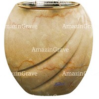 Flowers pot Soave 19cm - 7,5in In Botticino marble, golden steel inner