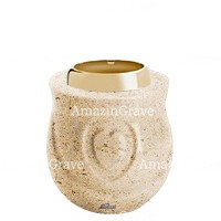 Basis von grablampe Cuore 10cm Calizia Marmor, mit goldfarben stahl ring