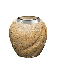 Base for grave lamp Soave 10cm - 4in In Calizia marble, with steel ferrule
