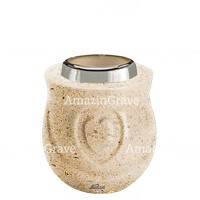 Base for grave lamp Cuore 10cm - 4in In Calizia marble, with steel ferrule