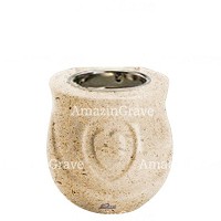 Base for grave lamp Cuore 10cm - 4in In Calizia marble, with recessed nickel plated ferrule