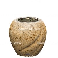 Base for grave lamp Soave 10cm - 4in In Calizia marble, with recessed nickel plated ferrule