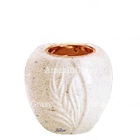 Base for grave lamp Spiga 10cm - 4in In Calizia marble, with recessed copper ferrule