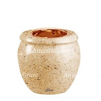 Base for grave lamp Amphòra 10cm - 4in In Calizia marble, with recessed copper ferrule
