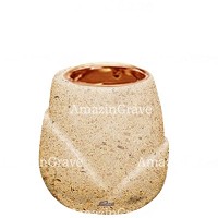 Base for grave lamp Liberti 10cm - 4in In Calizia marble, with recessed copper ferrule