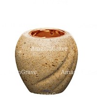Base for grave lamp Soave 10cm - 4in In Calizia marble, with recessed copper ferrule